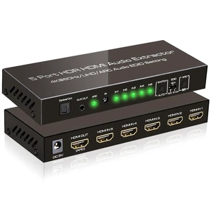 SkycropHD 4K@60Hz HDMI Switch Audio Extractor Converter 5 in 1 Out | HDMI Switcher with Remote, Optical 3.5mm AUX Audio Output, Support ARC, HDR10, HDCP 2.2, Auto Switch for PS4, Xbox, PC, TV SkycropHD 4K@60Hz HDMI Switch Audio Extractor Converter 5 in 1 Out | HDMI Switcher with Remote, Optical 3.5mm AUX Audio Output, Support ARC, HDR10, HDCP 2.2, Auto Switch for PS4, Xbox, PC, TV