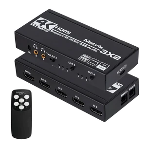 HDMI Matrix 3x2, 4K HDMI Matrix Switch 3 in 2 Out Switcher Splitter Box with EDID Extractor and IR Remote Control, Support Ultra 4K HDR, 4Kx2K@60Hz, 3D/1080PHDMI 2.0b, HDCP 2.2 HDMI Matrix 3x2, 4K HDMI Matrix Switch 3 in 2 Out Switcher Splitter Box with EDID Extractor and IR Remote Control, Support Ultra 4K HDR, 4Kx2K@60Hz, 3D/1080PHDMI 2.0b, HDCP 2.2