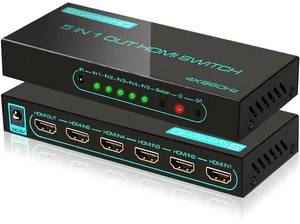 SkycropHD 4K@60Hz HDMI Switch 5 in 1 Out HDMI 2.0 Switcher Box with Remote | Support PS4, Xbox, PC, TV, Monitor, Auto Switch, HDR10, CEC, Dolby Vision & Dolby Atmos SkycropHD 4K@60Hz HDMI Switch 5 in 1 Out HDMI 2.0 Switcher Box with Remote | Support PS4, Xbox, PC, TV, Monitor, Auto Switch, HDR10, CEC, Dolby Vision & Dolby Atmos