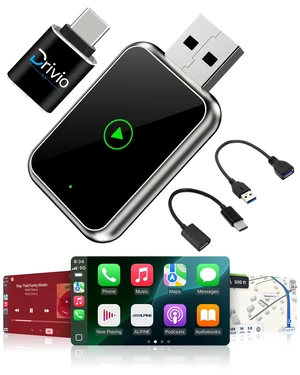 Drivio Wireless CarPlay Adapter for iPhone & Android Auto USB C & A | USB CarPlay Wireless Adapter, 2026 Bluetooth Car Play Dongle Apple Play for Car Accessories Drivio Wireless CarPlay Adapter for iPhone & Android Auto USB C & A | USB CarPlay Wireless Adapter, 2026 Bluetooth Car Play Dongle Apple Play for Car Accessories