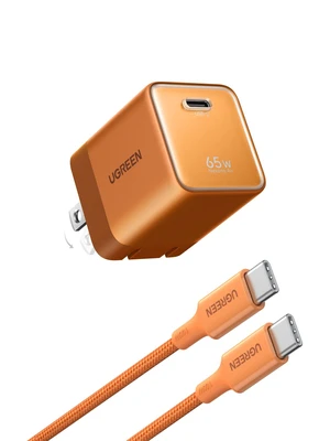 UGREEN Nexode Air 65W USB C GaN Charger Block with 3.3ft Cable, Orange | AVS Fast Charging for iPhone 18 Pro Max, Mini Size (1.22 × 1.30 × 1.59 in), for MacBook, iPhone 18/17, Galaxy S26/S25, Pixel UGREEN Nexode Air 65W USB C GaN Charger Block with 3.3ft Cable, Orange | AVS Fast Charging for iPhone 18 Pro Max, Mini Size (1.22 × 1.30 × 1.59 in), for MacBook, iPhone 18/17, Galaxy S26/S25, Pixel