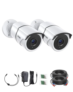 ZOSI 2 Pack 1080P HD-TVI Security Cameras with Audio, 2MP Home CCTV Cams | Night Vision, Built-in Mic, IP66 Weatherproof, Metal Housing, 1920TVL Outdoor Wired Bullet Camera for 1080P/5MP/4K DVR System ZOSI 2 Pack 1080P HD-TVI Security Cameras with Audio, 2MP Home CCTV Cams | Night Vision, Built-in Mic, IP66 Weatherproof, Metal Housing, 1920TVL Outdoor Wired Bullet Camera for 1080P/5MP/4K DVR System