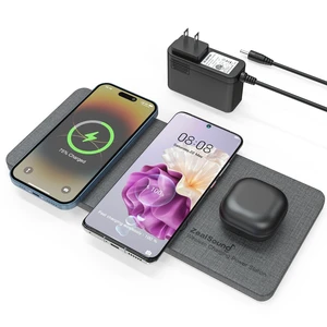 ZealSound Wireless Charging Pad, 3 in 1 Charger Mat for iPhone, Samsung Galaxy, Pixel, AirPods & Galaxy Buds, 24W Adapter Included, Ultra Slim, Case Friendly, PU Leather, Home Office & Travel, Gray ZealSound Wireless Charging Pad, 3 in 1 Charger Mat for iPhone, Samsung Galaxy, Pixel, AirPods & Galaxy Buds, 24W Adapter Included, Ultra Slim, Case Friendly, PU Leather, Home Office & Travel, Gray