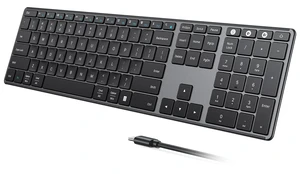 seenda SK64-3 Rechargeable Bluetooth Keyboard, 3-Device, Black Gray | Connects to 3 devices, full size keyboard with number pad, slim quiet keys for Windows 11/10, PC, laptop, MacBook and iPad. seenda SK64-3 Rechargeable Bluetooth Keyboard, 3-Device, Black Gray | Connects to 3 devices, full size keyboard with number pad, slim quiet keys for Windows 11/10, PC, laptop, MacBook and iPad.