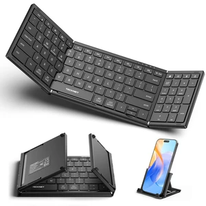 TECKNET Wireless Foldable Bluetooth Keyboard, Rechargeable Portable Keyboards for Travel with Number Pad, Full-Size Connect Up to 3 Devices for iPad Tablet Smartphone Laptop PC Windows iOS Android TECKNET Wireless Foldable Bluetooth Keyboard, Rechargeable Portable Keyboards for Travel with Number Pad, Full-Size Connect Up to 3 Devices for iPad Tablet Smartphone Laptop PC Windows iOS Android