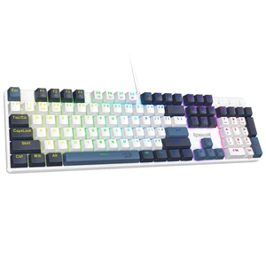 Redragon Mechanical Gaming Keyboard Wired, 11 Programmable Backlit Modes, Hot-Swappable Red Switch, Anti-Ghosting, Double-Shot PBT Keycaps, Light Up Keyboard for PC Mac, Blue Redragon Mechanical Gaming Keyboard Wired, 11 Programmable Backlit Modes, Hot-Swappable Red Switch, Anti-Ghosting, Double-Shot PBT Keycaps, Light Up Keyboard for PC Mac, Blue