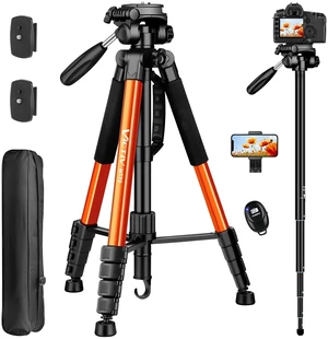Tripod for Camera, 72" Tall Camera Tripod & Monopod with Remote, Professional Heavy Duty Compact Camera Stand for Phone, DSLR, Spotting Scope, Telescope, Binocular Tripod for Camera, 72" Tall Camera Tripod & Monopod with Remote, Professional Heavy Duty Compact Camera Stand for Phone, DSLR, Spotting Scope, Telescope, Binocular