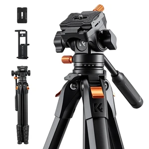 K&F CONCEPT 63" Camera Tripod with Fluid Head | Aluminum Travel Tripod, Smooth Pan/Tilt for DSLR/Mirrorless/Camcorder, Max Load 6.6lb, A305A1+FH-04 K&F CONCEPT 63" Camera Tripod with Fluid Head | Aluminum Travel Tripod, Smooth Pan/Tilt for DSLR/Mirrorless/Camcorder, Max Load 6.6lb, A305A1+FH-04