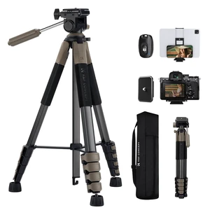 K&F CONCEPT 75" Aluminum Camera Tripod, Lightweight and Compact for Travel | Compatible with Canon Nikon DSLR Camera, Cellphone Clip and Remote Control for Shooting and Video Recording S255A3+BV01 K&F CONCEPT 75" Aluminum Camera Tripod, Lightweight and Compact for Travel | Compatible with Canon Nikon DSLR Camera, Cellphone Clip and Remote Control for Shooting and Video Recording S255A3+BV01