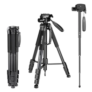 NEEWER Portable Aluminum Alloy Camera 2 in 1 Tripod Monopod Max. 70"/177cm with 3 Way Swivel Pan Head and Carrying Bag for DSLR, DV Video Camcorder (SAB264, Black) NEEWER Portable Aluminum Alloy Camera 2 in 1 Tripod Monopod Max. 70"/177cm with 3 Way Swivel Pan Head and Carrying Bag for DSLR, DV Video Camcorder (SAB264, Black)