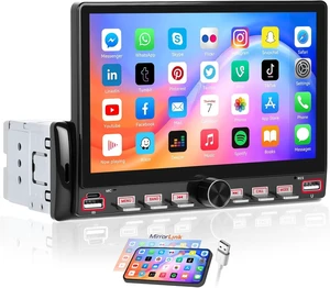 7 Inch Single Din Car Stereo with Mirror Link, Steering Wheel Control, Bluetooth, FM Radio, 7 Color Lights, EQ Adjustment, Online Video Support for Most Vehicles 7 Inch Single Din Car Stereo with Mirror Link, Steering Wheel Control, Bluetooth, FM Radio, 7 Color Lights, EQ Adjustment, Online Video Support for Most Vehicles