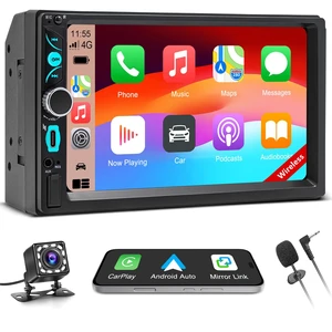 Double Din Car Stereo with 7" HD Touchscreen, Wireless Carplay & Android Auto, Double Din Radio Support Backup Camera, Bluetooth, Car Audio Receivers, Mirror Link, Type-C, FM/AM/RDS Double Din Car Stereo with 7" HD Touchscreen, Wireless Carplay & Android Auto, Double Din Radio Support Backup Camera, Bluetooth, Car Audio Receivers, Mirror Link, Type-C, FM/AM/RDS