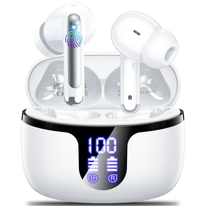 Wireless Earbuds, Bluetooth 5.4 ear buds with 4 ENC Noise Cancelling Mics, Bluetooth Earbuds with 48H Playtime, IPX7 Waterproof Workout earbuds, White headphones HiFi Sound LED Display for iOS Android Wireless Earbuds, Bluetooth 5.4 ear buds with 4 ENC Noise Cancelling Mics, Bluetooth Earbuds with 48H Playtime, IPX7 Waterproof Workout earbuds, White headphones HiFi Sound LED Display for iOS Android