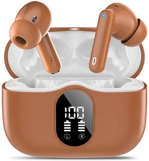 Wireless Earbuds, Bluetooth 5.4 Headphones Bass Stereo/Clear Calls, Brown | Ear Buds with Noise Cancelling Mic LED Display in Ear Earphones IP7 Waterproof 36H Bluetooth Earbuds for Phones/Sport/Laptop Wireless Earbuds, Bluetooth 5.4 Headphones Bass Stereo/Clear Calls, Brown | Ear Buds with Noise Cancelling Mic LED Display in Ear Earphones IP7 Waterproof 36H Bluetooth Earbuds for Phones/Sport/Laptop
