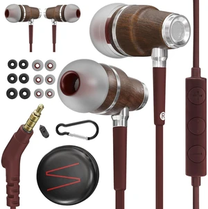 Symphonized Wooden Aux 3.5mm Jack Wired Earbuds for Laptop, Computer, Phone | HD Inline Microphone, Volume Control, Bubinga Wood, Deep Bass, 3 Ear Tip Sizes, Tangle Free Cord, Protective Case Symphonized Wooden Aux 3.5mm Jack Wired Earbuds for Laptop, Computer, Phone | HD Inline Microphone, Volume Control, Bubinga Wood, Deep Bass, 3 Ear Tip Sizes, Tangle Free Cord, Protective Case