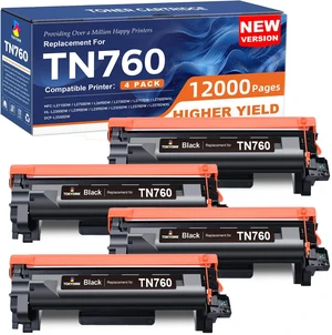 TN760 Toner Compatible Replacement for Brother TN760 TN-760 TN730 TN-730 | Compatible for MFC-L2710DW DCP-L2550DW MFC-L2750DW HL-L2395DW HL-L2350DW HL-L2370DW HL-L2390DW Printer Black (4 Pack) TN760 Toner Compatible Replacement for Brother TN760 TN-760 TN730 TN-730 | Compatible for MFC-L2710DW DCP-L2550DW MFC-L2750DW HL-L2395DW HL-L2350DW HL-L2370DW HL-L2390DW Printer Black (4 Pack)