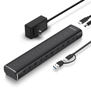 RSHTECH 10-Port Powered USB C 3.2 Hub, 10Gbps USB-C Extender Hub, RSH-H10C | Aluminum USB Hub Splitter with 60W (12V/5A) Power Adapter, 3.3ft Detachable USB-C/A Cable RSHTECH 10-Port Powered USB C 3.2 Hub, 10Gbps USB-C Extender Hub, RSH-H10C | Aluminum USB Hub Splitter with 60W (12V/5A) Power Adapter, 3.3ft Detachable USB-C/A Cable