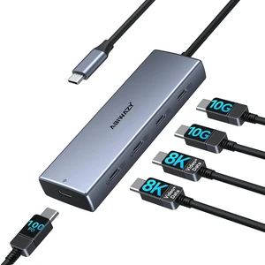 10Gbps USB C Hub, 5 Port USB C Splitter with 8K@30Hz USB-C Display Output | 2 USB-C Video Ports for Dual Monitor, 10Gbps USB-C Data and PD 100W Charging, USB C Adapter for Laptops and Type C Devices 10Gbps USB C Hub, 5 Port USB C Splitter with 8K@30Hz USB-C Display Output | 2 USB-C Video Ports for Dual Monitor, 10Gbps USB-C Data and PD 100W Charging, USB C Adapter for Laptops and Type C Devices