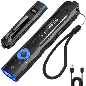 TUOWEE Rechargeable Flat EDC Flashlight, 1000 Lumens Tactical Flashlight with UV Light, Dual Switches, Digital Display, Waterproof Pocket Flashlight for Outdoor, Home & Emergency TUOWEE Rechargeable Flat EDC Flashlight, 1000 Lumens Tactical Flashlight with UV Light, Dual Switches, Digital Display, Waterproof Pocket Flashlight for Outdoor, Home & Emergency