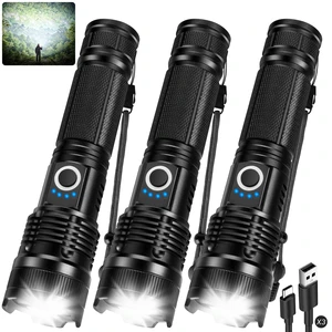 3 Pack Rechargeable Flashlights High Lumens, 99000LM Super Bright LED Flash Light, Adjustable High Powered Flashlight with 5 Modes & USB Cable, Waterproof Handheld Flashlight for Home Camping Outdoor 3 Pack Rechargeable Flashlights High Lumens, 99000LM Super Bright LED Flash Light, Adjustable High Powered Flashlight with 5 Modes & USB Cable, Waterproof Handheld Flashlight for Home Camping Outdoor