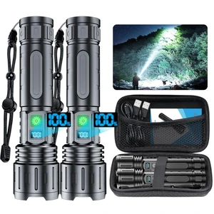 Tactical Rechargeable Flashlights 2000 High Lumens - 20H Runtime, Long Beam Super Bright LED Pocket Flash light IPX5 Waterproof for Camping, 5 Modes, Zoomable, Compact Flashlight for Camping, 2pcs Tactical Rechargeable Flashlights 2000 High Lumens - 20H Runtime, Long Beam Super Bright LED Pocket Flash light IPX5 Waterproof for Camping, 5 Modes, Zoomable, Compact Flashlight for Camping, 2pcs