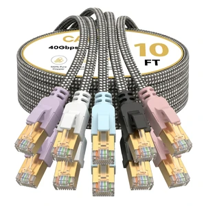 Molltto Cat 8 Flat Ethernet Cable 5 Colors, 5 Pack 10 FT LAN Cord | Macaron Color 40Gbps 2000MHz SFTP Braided Internet LAN Cord for Gaming, PS5, PS4, Router, Laptop Molltto Cat 8 Flat Ethernet Cable 5 Colors, 5 Pack 10 FT LAN Cord | Macaron Color 40Gbps 2000MHz SFTP Braided Internet LAN Cord for Gaming, PS5, PS4, Router, Laptop