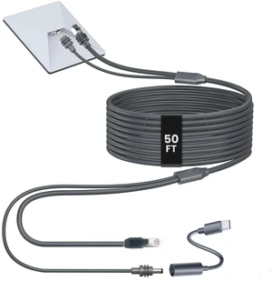 CyberFey Starlink Mini Ethernet Cable 50FT/15M, 2-in-1 Power and Data | Starlink Mini Power and Ethernet Cable with Cat5e data and 20AWG DC power; one cable for RV, marine and camping setups CyberFey Starlink Mini Ethernet Cable 50FT/15M, 2-in-1 Power and Data | Starlink Mini Power and Ethernet Cable with Cat5e data and 20AWG DC power; one cable for RV, marine and camping setups