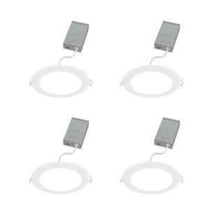 Juno LED Recessed Lights 6 Inch Round Wafer Downlight, 5-in-1 Switchable White Color Temperature, 120 Volts, 6-Inch Ultra-Thin Flat Trim, Matte White, 4-Pack (WF6 SWW5 90CRI MW CP4 M2) Juno LED Recessed Lights 6 Inch Round Wafer Downlight, 5-in-1 Switchable White Color Temperature, 120 Volts, 6-Inch Ultra-Thin Flat Trim, Matte White, 4-Pack (WF6 SWW5 90CRI MW CP4 M2)