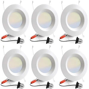 6 Pack 5/6 Inch 5CCT LED Recessed Light Retrofit, 2700K/3000K/4000K/5000K/6500K Selectable, Dimmable Can Lights with Baffle Trim, 12W=150W, High Brightness 1000LM, IC & Wet Rated, ETL & FCC Certified 6 Pack 5/6 Inch 5CCT LED Recessed Light Retrofit, 2700K/3000K/4000K/5000K/6500K Selectable, Dimmable Can Lights with Baffle Trim, 12W=150W, High Brightness 1000LM, IC & Wet Rated, ETL & FCC Certified