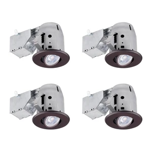 Globe Electric 3 in. Oil Rubbed Bronze Swivel Recessed LED Kit (4-Pack), LED Bulbs Included Globe Electric 3 in. Oil Rubbed Bronze Swivel Recessed LED Kit (4-Pack), LED Bulbs Included