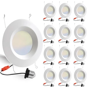 12 Pack 5/6 Inch 5CCT LED Recessed Lighting Retrofit, 2700K/3000K/4000K/5000K/6500K Selectable, Dimmable Can Lights with Baffle Trim, 12W=150W, High Brightness 1000LM, IC& Wet Rated, ETL&FCC Certified 12 Pack 5/6 Inch 5CCT LED Recessed Lighting Retrofit, 2700K/3000K/4000K/5000K/6500K Selectable, Dimmable Can Lights with Baffle Trim, 12W=150W, High Brightness 1000LM, IC& Wet Rated, ETL&FCC Certified