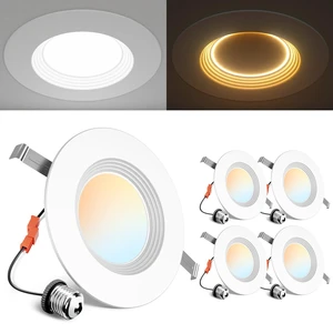 Ensenior 4 Pack 5/6 Inch 5CCT LED Recessed Lighting with Night Light | Retrofit Baffle Trim, 2700K-5000K Selectable Can Lights, Dimmable, 1000LM, 9W=110W, Damp Rated, ETL&FCC&IC, E26 Install Ensenior 4 Pack 5/6 Inch 5CCT LED Recessed Lighting with Night Light | Retrofit Baffle Trim, 2700K-5000K Selectable Can Lights, Dimmable, 1000LM, 9W=110W, Damp Rated, ETL&FCC&IC, E26 Install