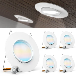 Sunco 4 Pack 6 Inch Gimbal LED Recessed Light Adjustable, 12W=60W 5CCT | 800LM, Selectable CCT 2700K/3000K/3500K/4000K/5000K, Dimmable, Adjustable Angle Retrofit Downlight Trim for Sloped Ceilings Sunco 4 Pack 6 Inch Gimbal LED Recessed Light Adjustable, 12W=60W 5CCT | 800LM, Selectable CCT 2700K/3000K/3500K/4000K/5000K, Dimmable, Adjustable Angle Retrofit Downlight Trim for Sloped Ceilings