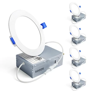 Ensenior 4 Pack 4 Inch LED Recessed Light, 5000K Dimmable Canless Wafer | 5000K Daylight, 5%-100% Dimmable, 750LM 9W 120V, IC & Damp Rated, ETL & FCC & UL Certified, 50000h Life Span Ensenior 4 Pack 4 Inch LED Recessed Light, 5000K Dimmable Canless Wafer | 5000K Daylight, 5%-100% Dimmable, 750LM 9W 120V, IC & Damp Rated, ETL & FCC & UL Certified, 50000h Life Span