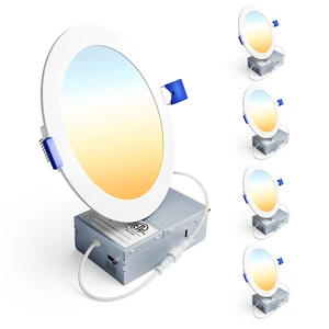 Ensenior 4 Pack 6 Inch LED Recessed Light, 6CCT Dimmable Canless Wafer | 2700K-6000K Selectable, 5%-100% Dimmable, 1200LM 12W 120V, IC & Damp Rated, ETL & FCC & UL Certified, 50000h Life Span Ensenior 4 Pack 6 Inch LED Recessed Light, 6CCT Dimmable Canless Wafer | 2700K-6000K Selectable, 5%-100% Dimmable, 1200LM 12W 120V, IC & Damp Rated, ETL & FCC & UL Certified, 50000h Life Span