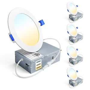 Ensenior 4 Pack 4 Inch LED Recessed Light, 3CCT Dimmable Canless Wafer | 3000K-5000K Selectable, 5%-100% Dimmable, 750LM 9W 120V, IC & Damp Rated, ETL & FCC & UL Certified, 50000h Life Span Ensenior 4 Pack 4 Inch LED Recessed Light, 3CCT Dimmable Canless Wafer | 3000K-5000K Selectable, 5%-100% Dimmable, 750LM 9W 120V, IC & Damp Rated, ETL & FCC & UL Certified, 50000h Life Span