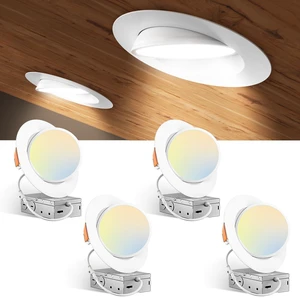 Amico 4 Pack 6 Inch 5CCT Gimbal LED Recessed Ceiling Light | 360°Rotation & 90°Tilt, 12W 1200LM, CRI90+, Dimmable, ETL&FCC, Adjustable Eyeball Directional Wafer Downlight, J-Box Included Amico 4 Pack 6 Inch 5CCT Gimbal LED Recessed Ceiling Light | 360°Rotation & 90°Tilt, 12W 1200LM, CRI90+, Dimmable, ETL&FCC, Adjustable Eyeball Directional Wafer Downlight, J-Box Included