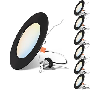 LVWIT 6 Inch Recessed Lights, 5CCT LED Can Lights, Dimmable, 6 Pack,Black | 2700/3000/4000/5000/6000K Selectable,9W=120W,1000LM,Easy Install Retrofit Recessed Lighting 6 Inch With E26,IC Rated & ETL LVWIT 6 Inch Recessed Lights, 5CCT LED Can Lights, Dimmable, 6 Pack,Black | 2700/3000/4000/5000/6000K Selectable,9W=120W,1000LM,Easy Install Retrofit Recessed Lighting 6 Inch With E26,IC Rated & ETL