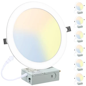 6 Pack 8 Inch LED Recessed Lighting with Junction Box Ultra-Thin, 3000K/4500K/6000K Selectable, 8" Dimmable Canless LED Downlight, 1800LM CRI80 High Brightness 5%-100% Recessed Light 6 Pack 8 Inch LED Recessed Lighting with Junction Box Ultra-Thin, 3000K/4500K/6000K Selectable, 8" Dimmable Canless LED Downlight, 1800LM CRI80 High Brightness 5%-100% Recessed Light