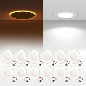 POWERASIA 12 Pack 5/6 Inch 5CCT LED Recessed Lighting with Night Light | 2700K/3000K/4000K/5000/6000K Selectable Flat Recessed Lighting, 10W=100W, 1000LM Retrofit Can Light, Dimmable, ETL & FCC POWERASIA 12 Pack 5/6 Inch 5CCT LED Recessed Lighting with Night Light | 2700K/3000K/4000K/5000/6000K Selectable Flat Recessed Lighting, 10W=100W, 1000LM Retrofit Can Light, Dimmable, ETL & FCC