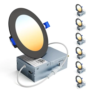 Ensenior 6 Pack 4 Inch LED Recessed Light, 5CCT Dimmable Canless Wafer | 2700K-5000K Selectable, 5%-100% Dimmable, 750LM 9W 120V, IC & Damp Rated, ETL & FCC & UL Certified, 50000h Life Span Ensenior 6 Pack 4 Inch LED Recessed Light, 5CCT Dimmable Canless Wafer | 2700K-5000K Selectable, 5%-100% Dimmable, 750LM 9W 120V, IC & Damp Rated, ETL & FCC & UL Certified, 50000h Life Span