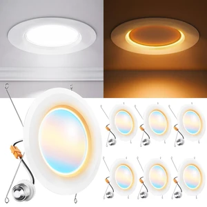 Sunco 6 Pack 6 Inch Retrofit LED Recessed Lights with Night Light, 5CCT | 1000LM, Selectable CCT 2700K/3000K/4000K/5000K/6000K, Dimmable, 12W, Can Ceiling Recessed Downlight, Built-in Night Light Sunco 6 Pack 6 Inch Retrofit LED Recessed Lights with Night Light, 5CCT | 1000LM, Selectable CCT 2700K/3000K/4000K/5000K/6000K, Dimmable, 12W, Can Ceiling Recessed Downlight, Built-in Night Light
