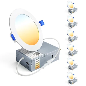 Ensenior 6 Pack 4 Inch LED Recessed Light, 5CCT Dimmable Canless Wafer | 2700K-5000K Selectable, 5%-100% Dimmable, 750LM 9W 120V, IC & Damp Rated, ETL & FCC & UL Certified, 50000h Life Span Ensenior 6 Pack 4 Inch LED Recessed Light, 5CCT Dimmable Canless Wafer | 2700K-5000K Selectable, 5%-100% Dimmable, 750LM 9W 120V, IC & Damp Rated, ETL & FCC & UL Certified, 50000h Life Span