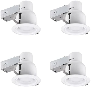 Globe Electric 90958 4" Rust Proof Indoor/Outdoor Ridged Baffle Round Trim Recessed Lighting Kit 4-Pack, White, Easy Install Push-N-Click Clips, 3.88" Hole Size, Porch Light, Bulb Not Included Globe Electric 90958 4" Rust Proof Indoor/Outdoor Ridged Baffle Round Trim Recessed Lighting Kit 4-Pack, White, Easy Install Push-N-Click Clips, 3.88" Hole Size, Porch Light, Bulb Not Included
