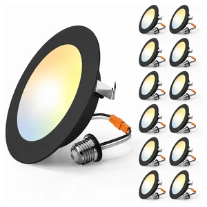 Amico Recessed Lighting 4 Inch, 12 Pack 5CCT Flat LED Can Lights, Black | Flat Trim, Dimmable, 7W=60W, 700LM, 2700K/3000K/4000K/5000K/6000K Selectable, Easy Install, IC & Damp Rated, ETL & FCC Amico Recessed Lighting 4 Inch, 12 Pack 5CCT Flat LED Can Lights, Black | Flat Trim, Dimmable, 7W=60W, 700LM, 2700K/3000K/4000K/5000K/6000K Selectable, Easy Install, IC & Damp Rated, ETL & FCC