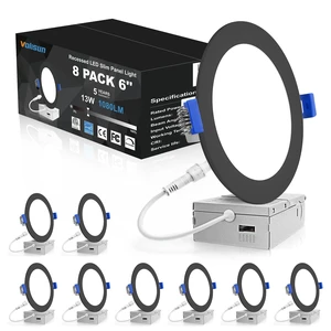 VOLISUN 8 Pack 6 inch Recessed Lighting, 5CCT, 13W Eqv 120W, 1080LM | LED Recessed Light Black, 2700K-5000K Selectable, Dimmable Canless Wafer Downlight, LED Ceiling Light ETL Certificated VOLISUN 8 Pack 6 inch Recessed Lighting, 5CCT, 13W Eqv 120W, 1080LM | LED Recessed Light Black, 2700K-5000K Selectable, Dimmable Canless Wafer Downlight, LED Ceiling Light ETL Certificated
