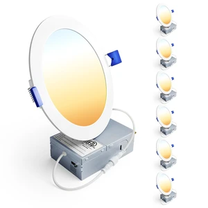Ensenior 6 Pack 6 Inch LED Recessed Light, 5CCT Dimmable Canless Wafer | 2700K-5000K Selectable, 5%-100% Dimmable, 1200LM 12W 120V, IC & Damp Rated, ETL & FCC & UL Certified, 50000h Life Span Ensenior 6 Pack 6 Inch LED Recessed Light, 5CCT Dimmable Canless Wafer | 2700K-5000K Selectable, 5%-100% Dimmable, 1200LM 12W 120V, IC & Damp Rated, ETL & FCC & UL Certified, 50000h Life Span