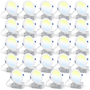 OHBULBS 6-inch Round Slim Panel Light Fixture - Instant On with Edge-Lit Technology - Dimmable Recessed Lights - CCT & Lumen Output Selectable - OL-08808 (6 Inch, 24, Pack) OHBULBS 6-inch Round Slim Panel Light Fixture - Instant On with Edge-Lit Technology - Dimmable Recessed Lights - CCT & Lumen Output Selectable - OL-08808 (6 Inch, 24, Pack)