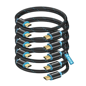 Maximm HDMI Cable 10ft 5-Pack, 4K 60Hz, Braided, 18Gbps, HDMI 2.0 | 18 Gbps bandwidth supports 4K at 60Hz, HDR, Dolby Vision, and Audio Return Channel Maximm HDMI Cable 10ft 5-Pack, 4K 60Hz, Braided, 18Gbps, HDMI 2.0 | 18 Gbps bandwidth supports 4K at 60Hz, HDR, Dolby Vision, and Audio Return Channel