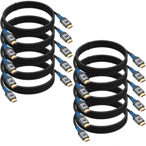 High Speed HDMI 2.1 Cable 8K 6FT 10-Pack for Computer TV CL3 Rated,Shielded | 6FT HDMI Cord Multipack,HDCP 2.3,4K@165Hz 8K@60Hz,HDR10 eARC,ARC,3D for PC,PS5,PS4,Xbox,HDTV,Fire/Roku/Streaming TV High Speed HDMI 2.1 Cable 8K 6FT 10-Pack for Computer TV CL3 Rated,Shielded | 6FT HDMI Cord Multipack,HDCP 2.3,4K@165Hz 8K@60Hz,HDR10 eARC,ARC,3D for PC,PS5,PS4,Xbox,HDTV,Fire/Roku/Streaming TV